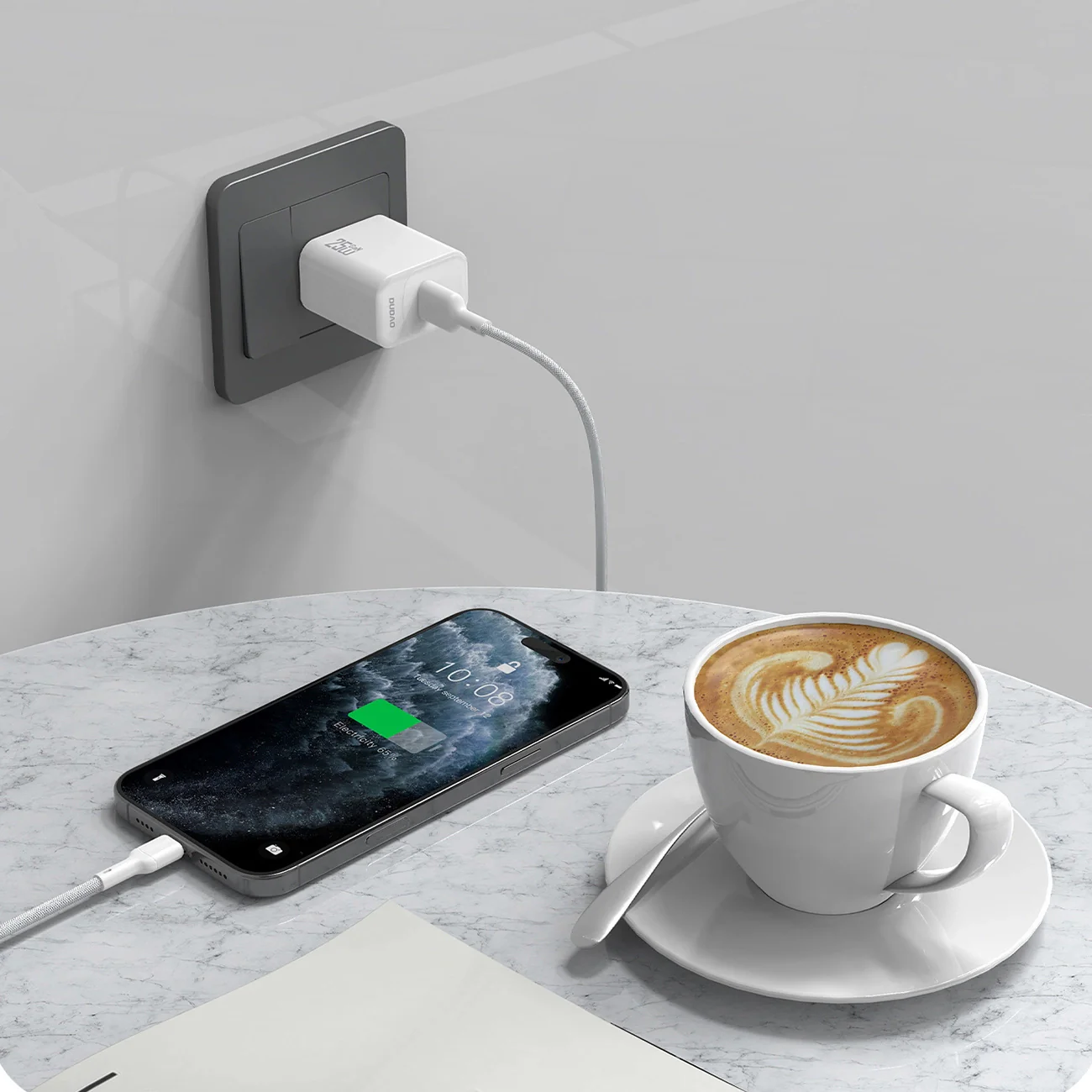 USB-A to USB-C Dudao L9T Data and Charging Cable, 100W, 1m, White - Image 4