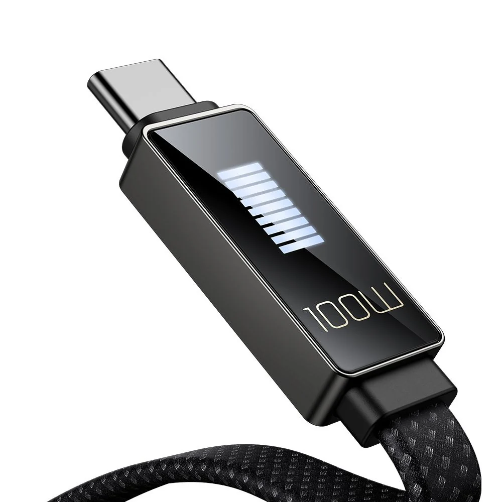 USB-A to USB-C McDodo CA-4980 Rythm Display Data and Charging Cable, 100W, 1.2m, Black - Image 2