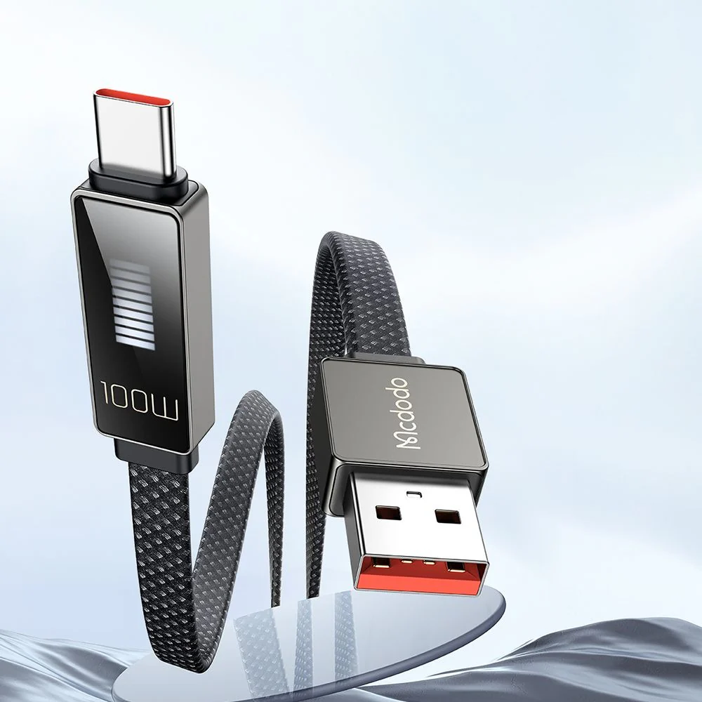 USB-A to USB-C McDodo CA-4980 Rythm Display Data and Charging Cable, 100W, 1.2m, Black - Image 3