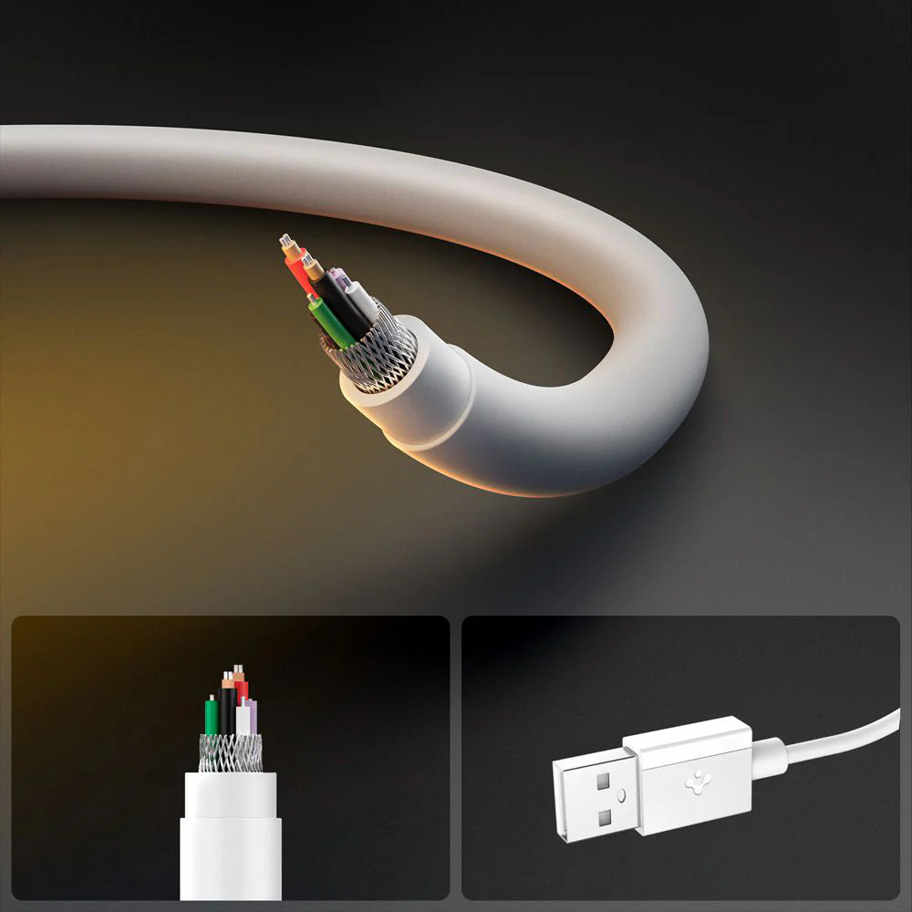 USB-A to USB-C Spigen Essential Data and Charging Cable, 60W, 2m, White ACA08716 - Image 6