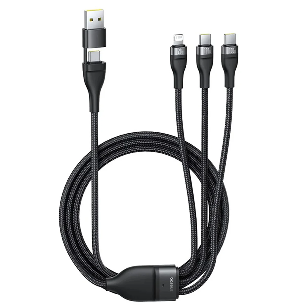 USB-A / USB-C - Lightning / 2 x USB-C Charging Cable Baseus Flash Series III 3in1, 100W, 1.5m, Black P10377501111-00 - Image 2