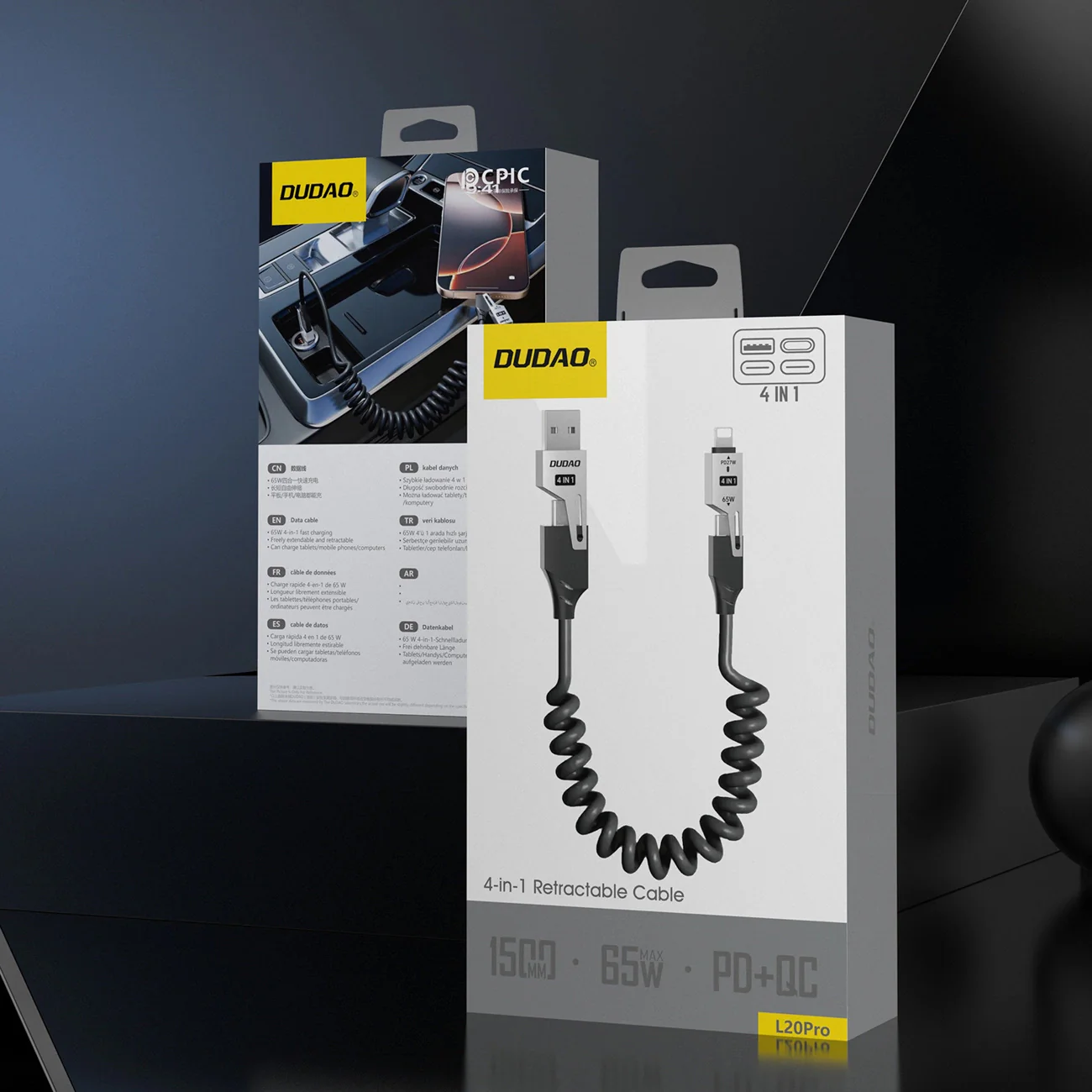 USB-A / USB-C - Lightning / USB-C Dudao L20 Pro Data and Charging Cable, 65W, 1.5m, Black - Image 8