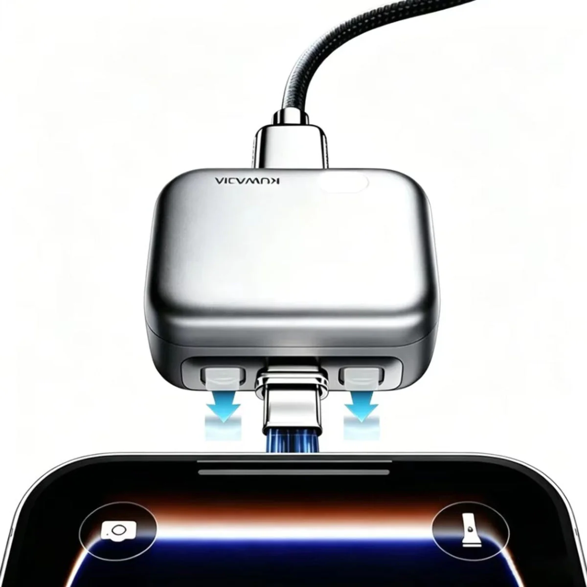 USB-C Auto-Disconnect Adapter KUWAJIA KH-51 for Power with Automatic Disconnection and Battery Protection, Silver - Image 2
