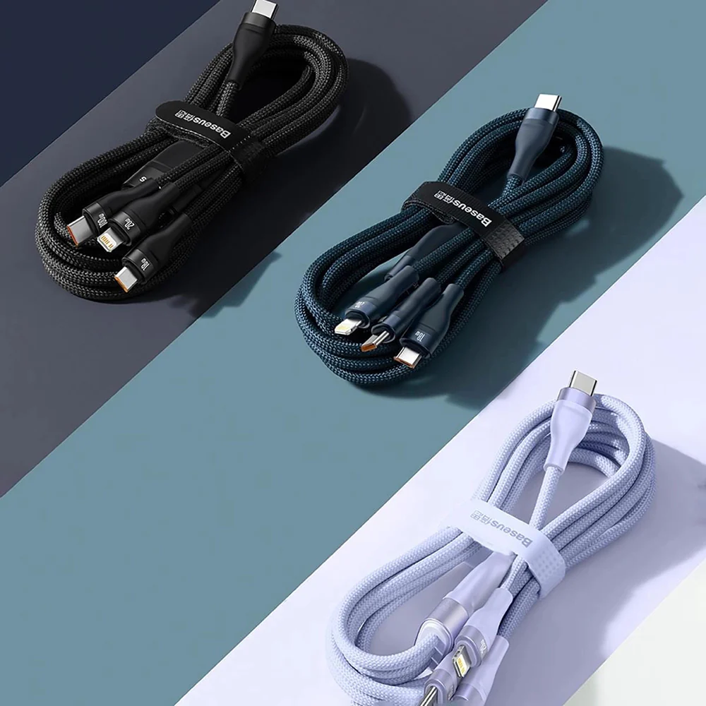 USB-C Charging Cable - Lightning / microUSB / USB-C Baseus Flash Series II 3in1, 100W, 1.5m, Blue CASS030203 - Image 5