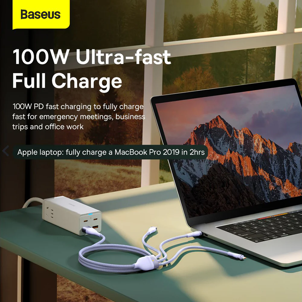 USB-C Charging Cable - Lightning / microUSB / USB-C Baseus Flash Series II 3in1, 100W, 1.5m, Blue CASS030203 - Image 6