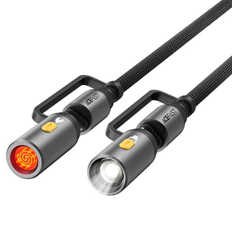 USB-C Data and Charging Cable / Flashlight - USB-C / Acefast J4 Electric Lighter, 60W, 1.2m, Black - Image 2