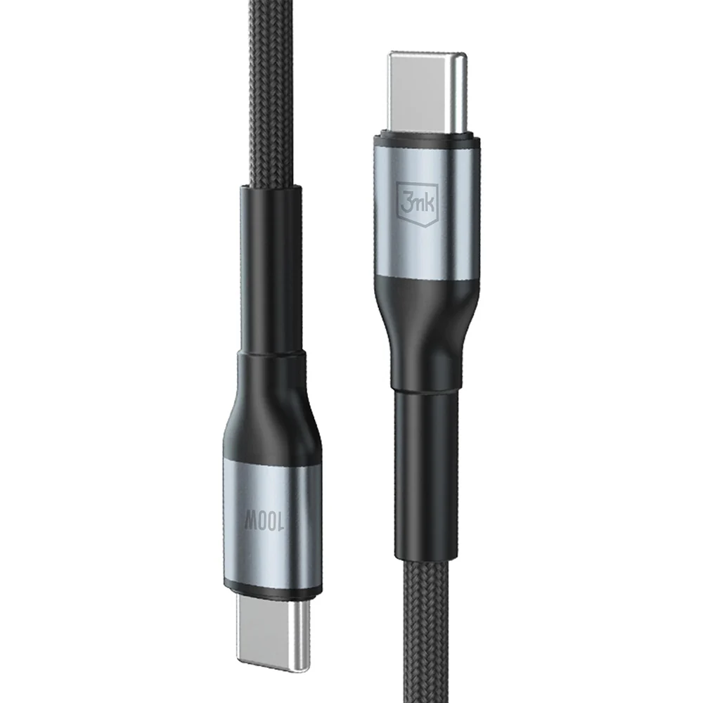 USB-C Data and Charging Cable - USB-C 3MK Hyper N, 100W, 1m, Black - Image 2