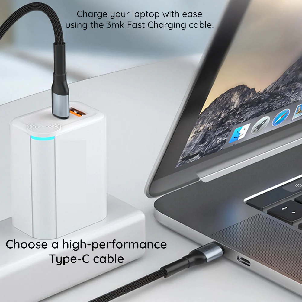 USB-C Data and Charging Cable - USB-C 3MK Hyper N Thunderbolt 4, 240W, 1m, Black - Image 4
