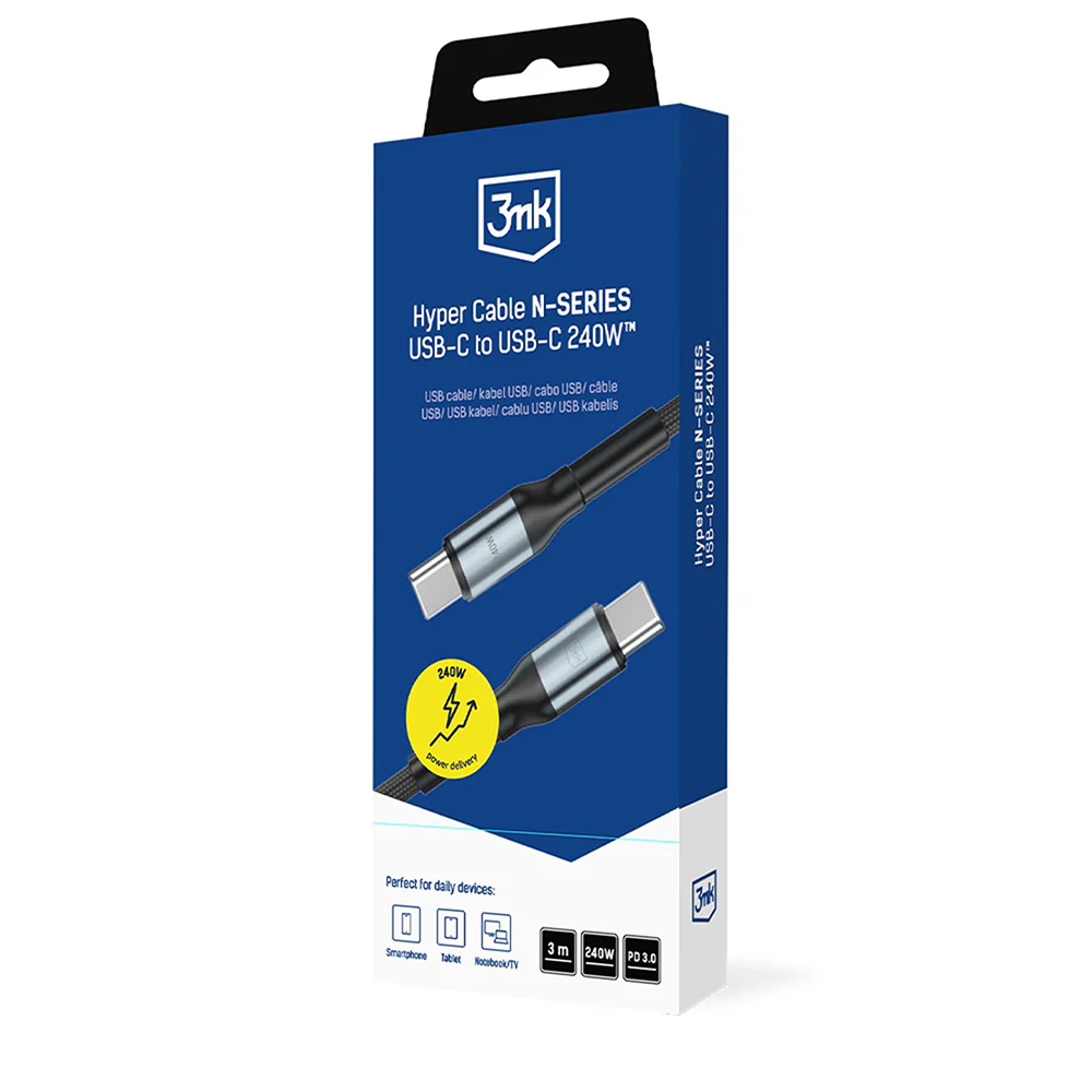 USB-C Data and Charging Cable - USB-C 3MK Hyper N Thunderbolt 4, 240W, 3m, Black - Image 6