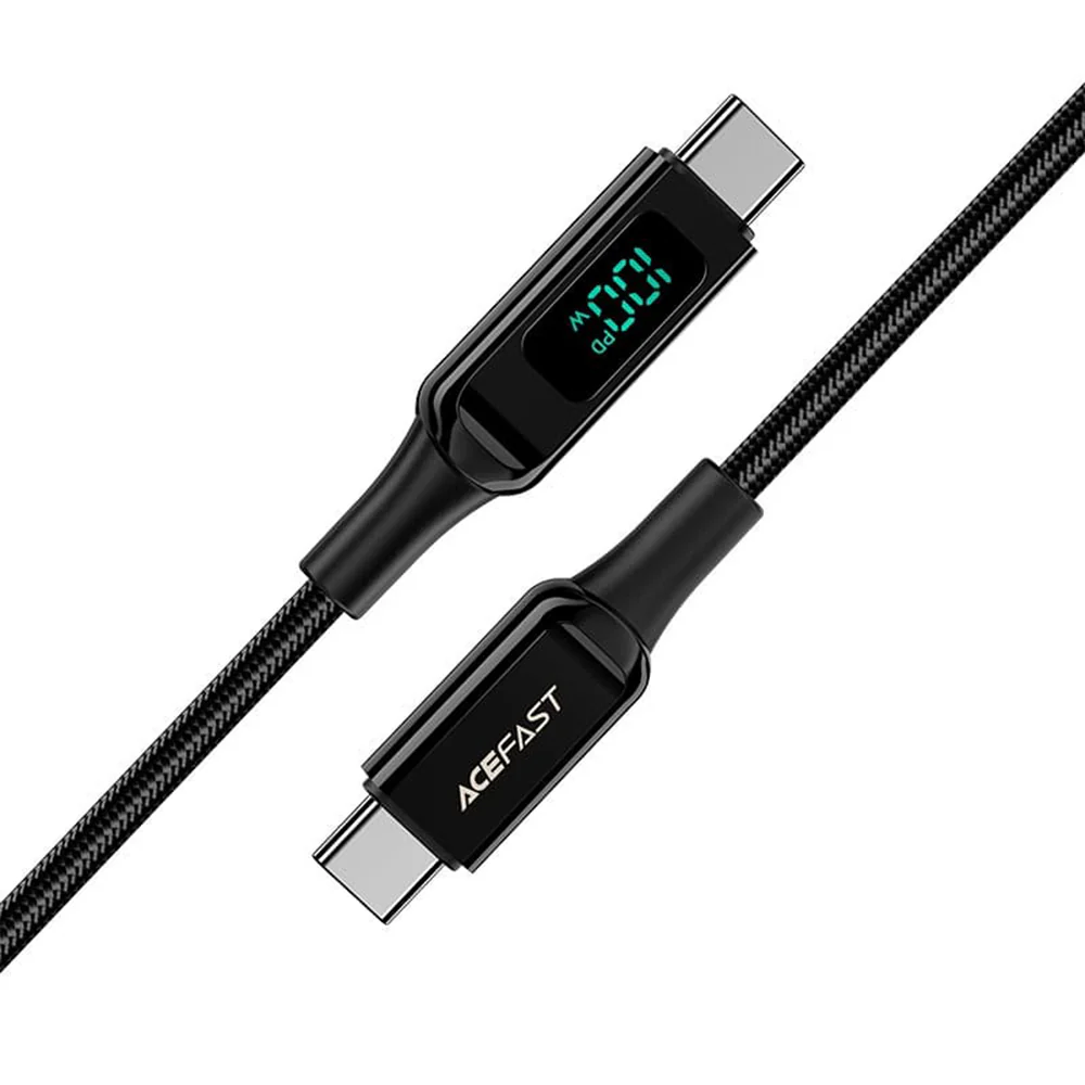 USB-C Data and Charging Cable - USB-C Acefast C6-03 Display, 100W, 2m, Black - Image 2