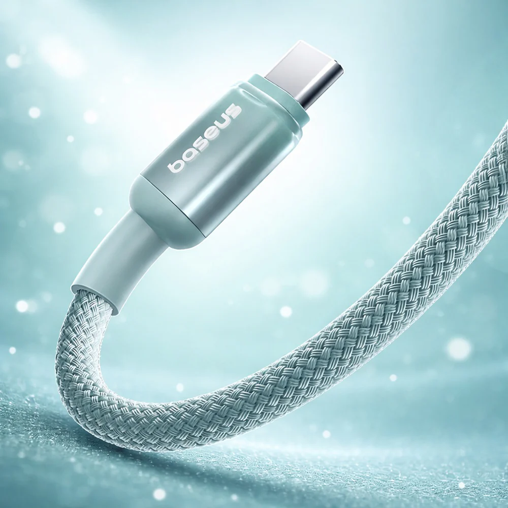 USB-C Data and Charging Cable - USB-C Baseus Discolor, 100W, 2m, Blue Green E0420701 - Image 4