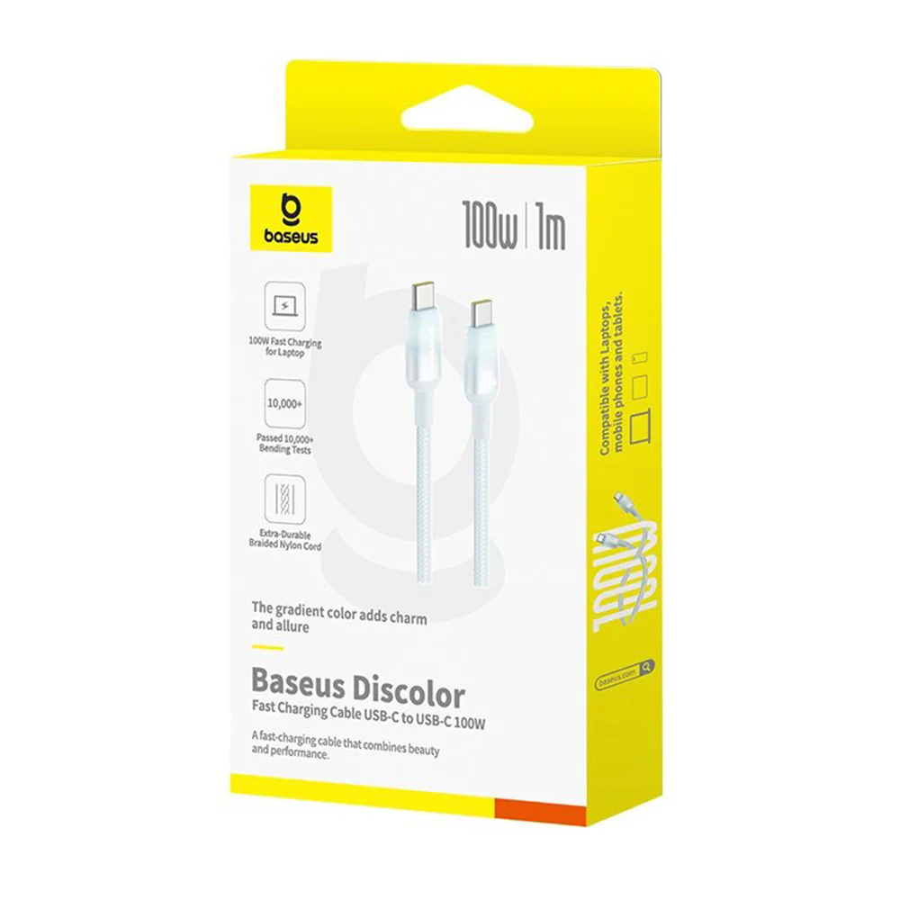 USB-C Data and Charging Cable - USB-C Baseus Discolor, 100W, 2m, Blue Green E0420701 - Image 6