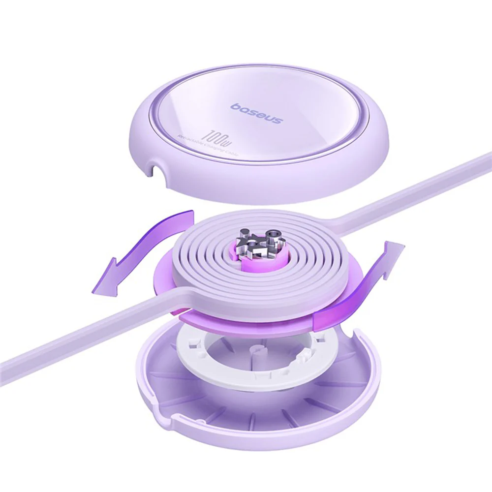 USB-C Data and Charging Cable - USB-C Baseus Free2Draw Mini Retractable, 100W, 1m, Purple P10364500511-00 - Image 4