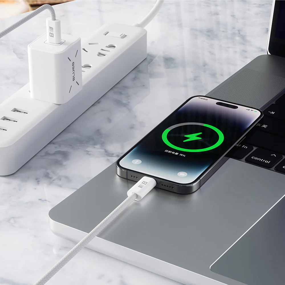 USB-C Data and Charging Cable - USB-C Blueo, 100W, 1.2m, White - Image 4