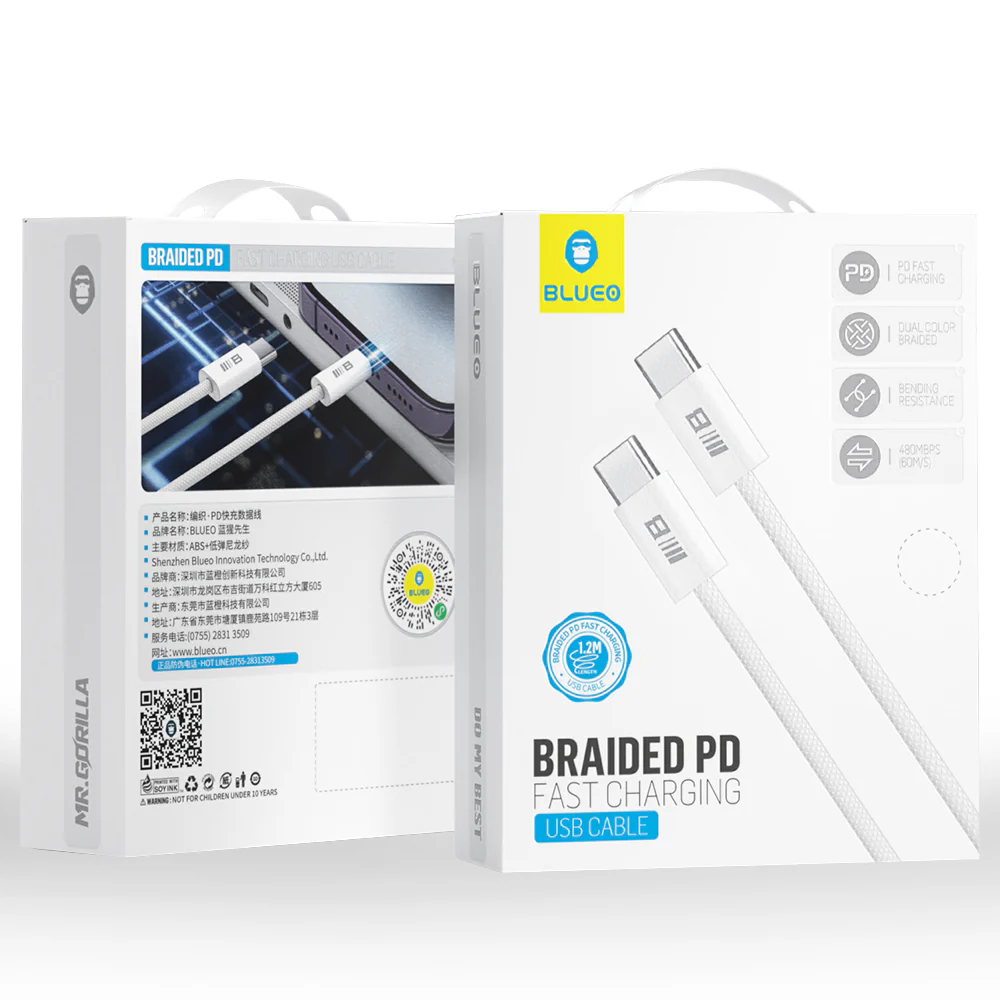 USB-C Data and Charging Cable - USB-C Blueo, 100W, 1.2m, White - Image 6