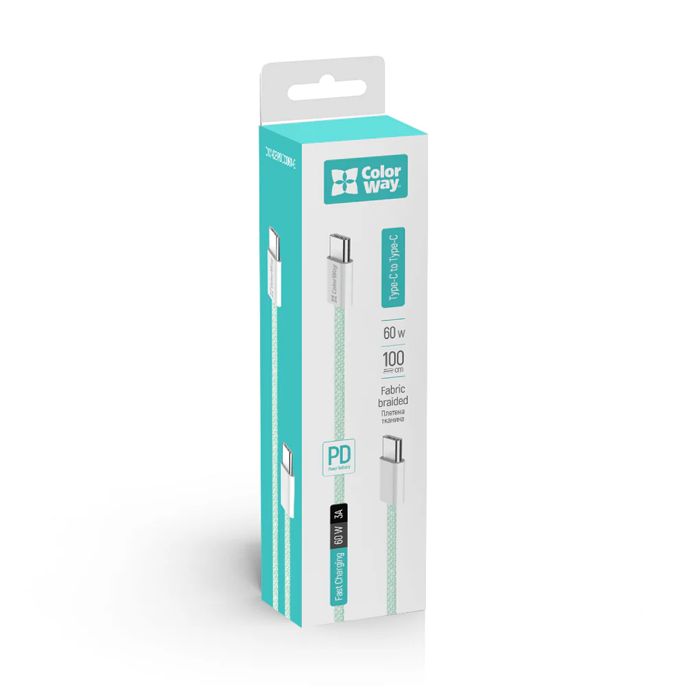 USB-C Data and Charging Cable - USB-C ColorWay CW-CBPDCC061, 60W, 1m, Green - Image 7