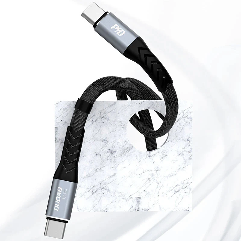 USB-C Data and Charging Cable - USB-C Dudao L10C, 100W, 0.23m, Black - Image 5