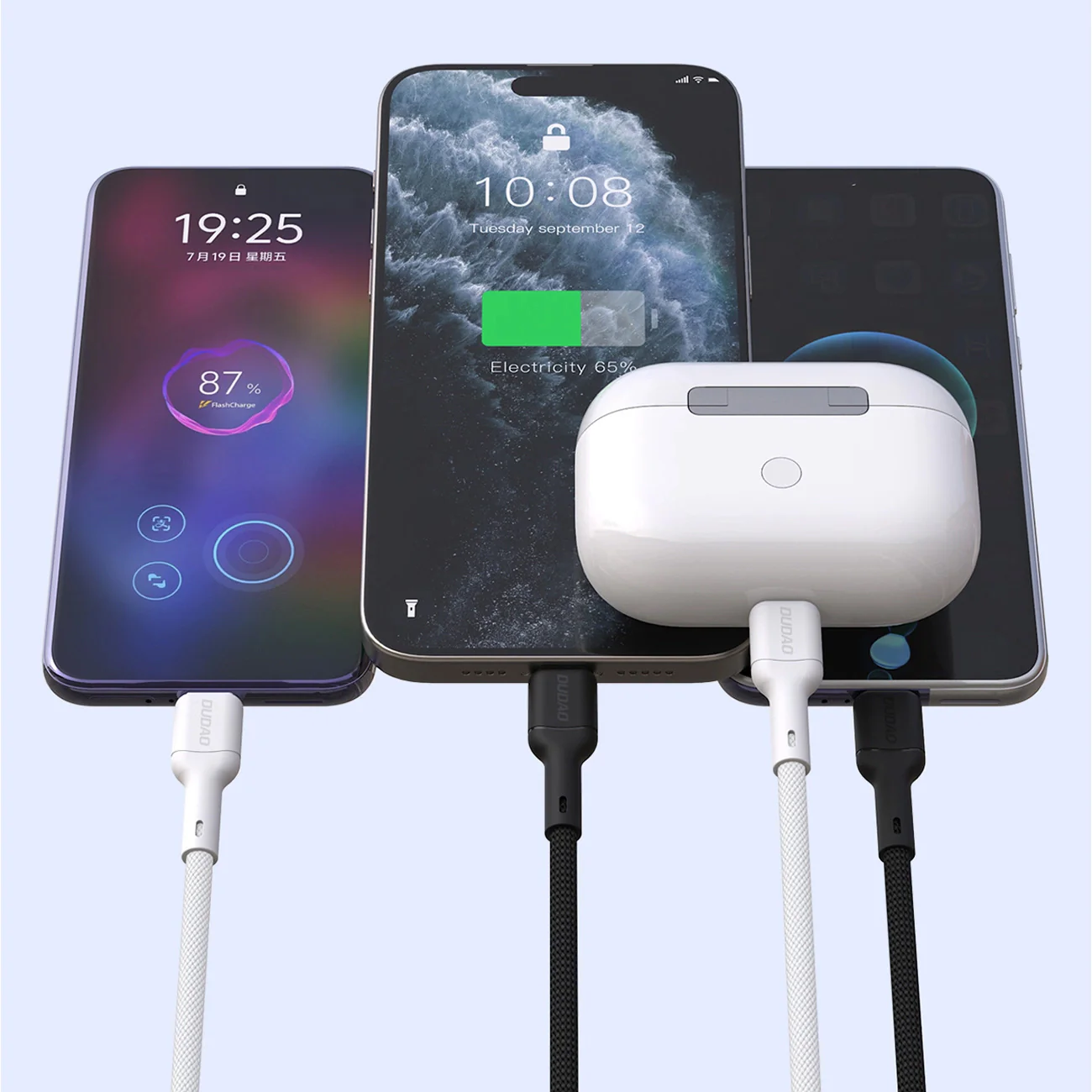 USB-C Data and Charging Cable - USB-C Dudao L9C, 65W, 1m, White - Image 7