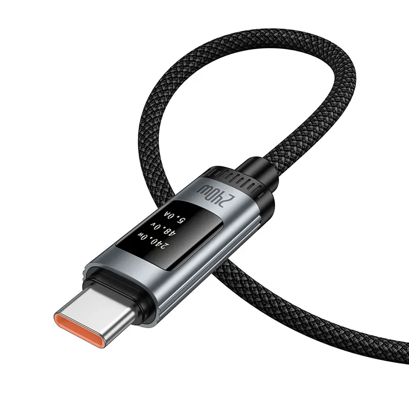 USB-C Data and Charging Cable - USB-C HOCO Display U148, 240W, 1.2m, Black - Image 2