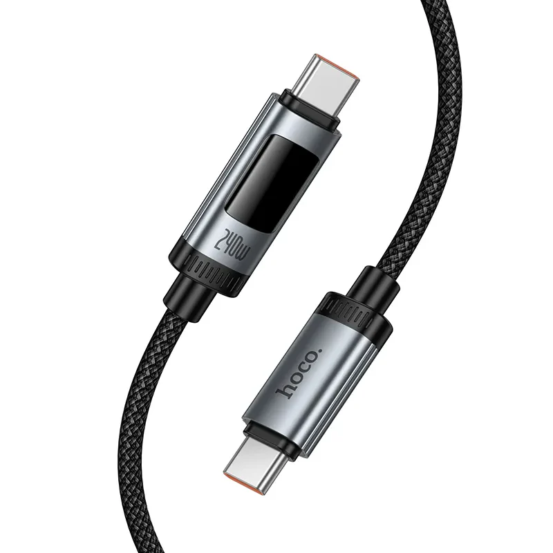 USB-C Data and Charging Cable - USB-C HOCO Display U148, 240W, 1.2m, Black - Image 3