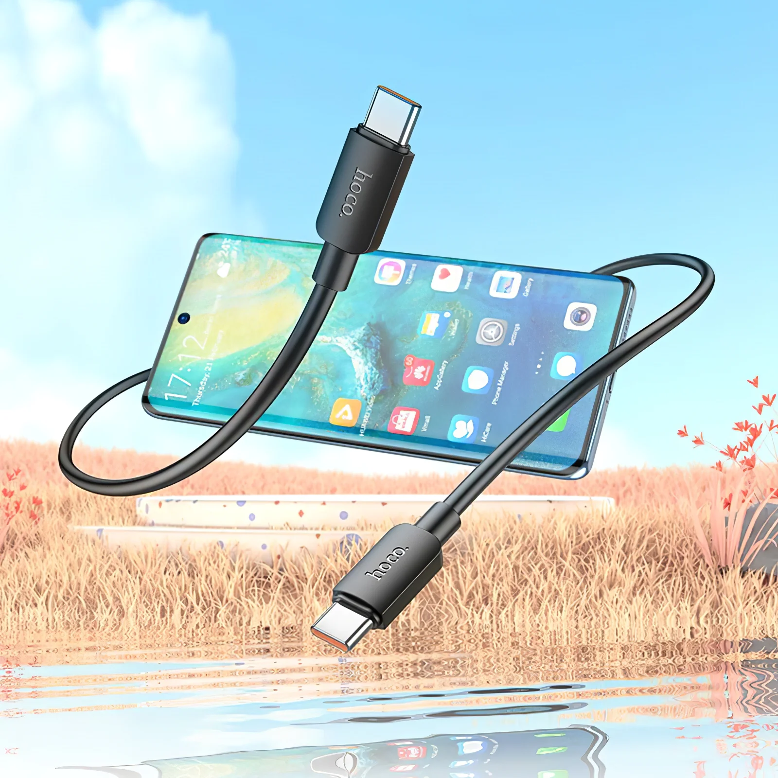 USB-C Data and Charging Cable - USB-C HOCO X96, 100W, 1m, Black - Image 4