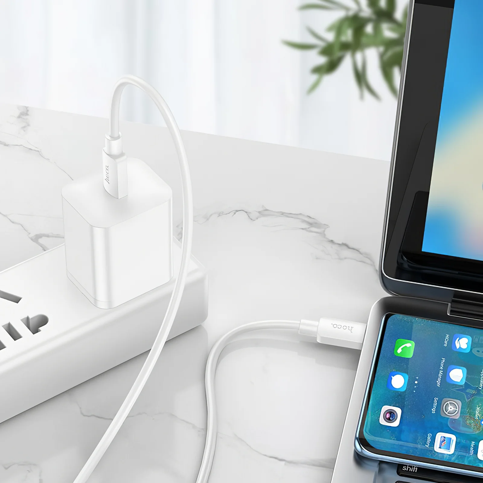 USB-C Data and Charging Cable - USB-C HOCO X96, 100W, 1m, White - Image 3