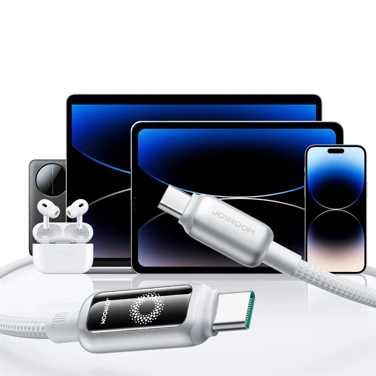 USB-C Data and Charging Cable - USB-C Joyroom S-A55 StarFlight Display, 100W, 1.2m, White - Image 11