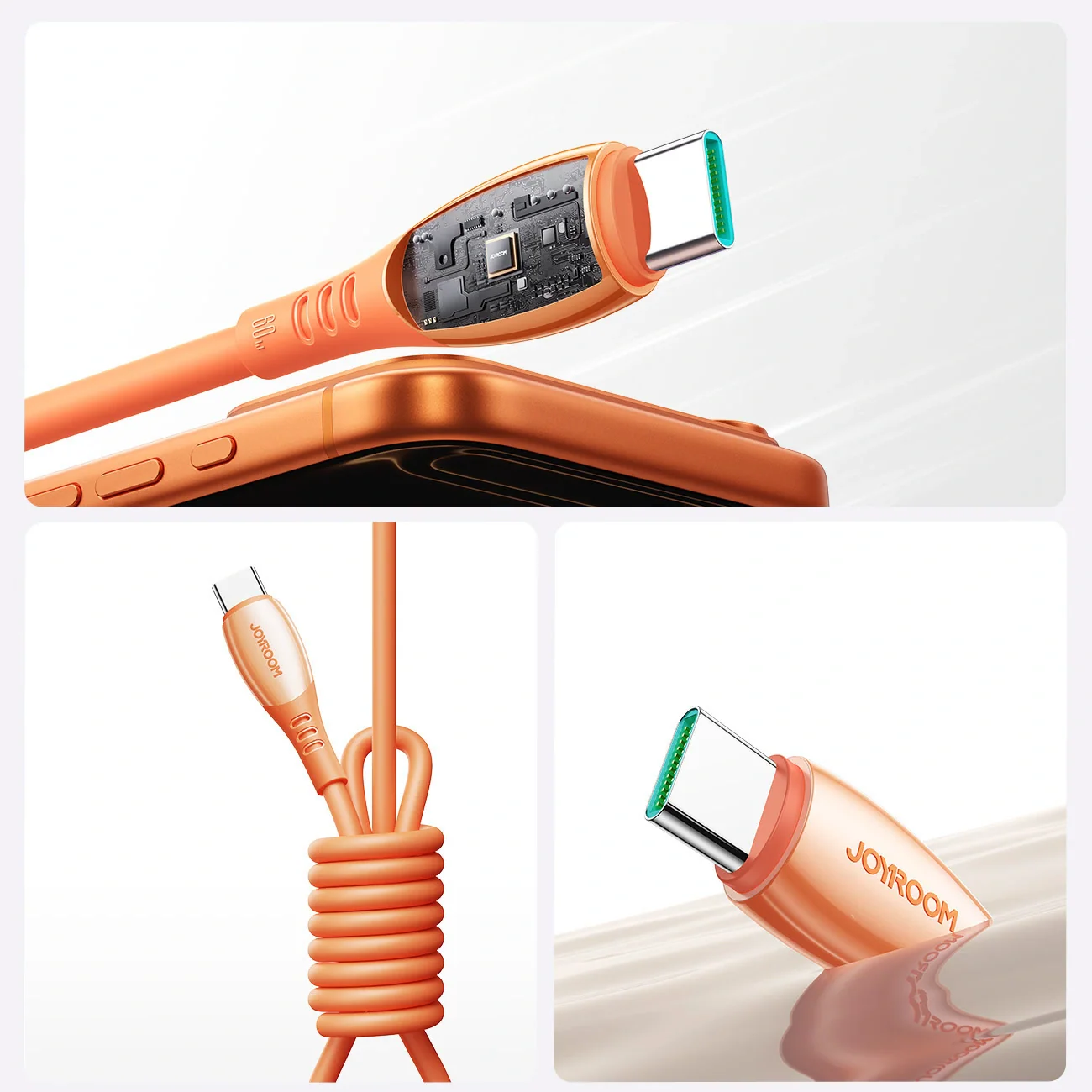 USB-C Data and Charging Cable - USB-C Joyroom S-A59 Vibrant, 60W, 1.2m, Orange - Image 9
