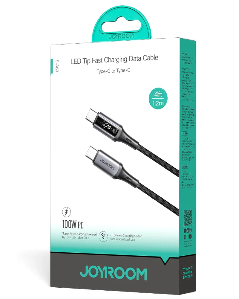 USB-C Data and Charging Cable - USB-C Joyroom S-A60 StarTalk, 100W, 1.2m, Black - Image 7