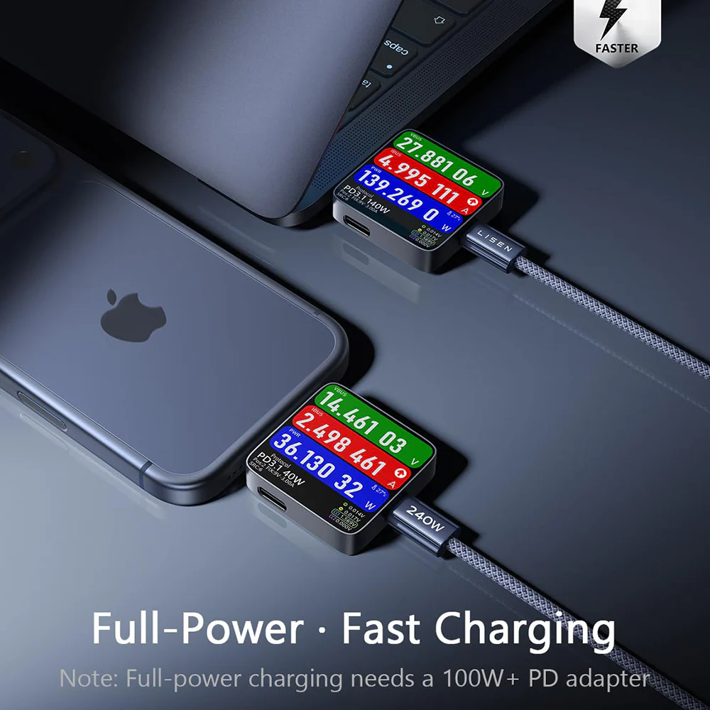 USB-C Data and Charging Cable - USB-C Lisen, 240W, 2m, Set of 2 pieces, Navy Blue YL0123070023 - Image 3