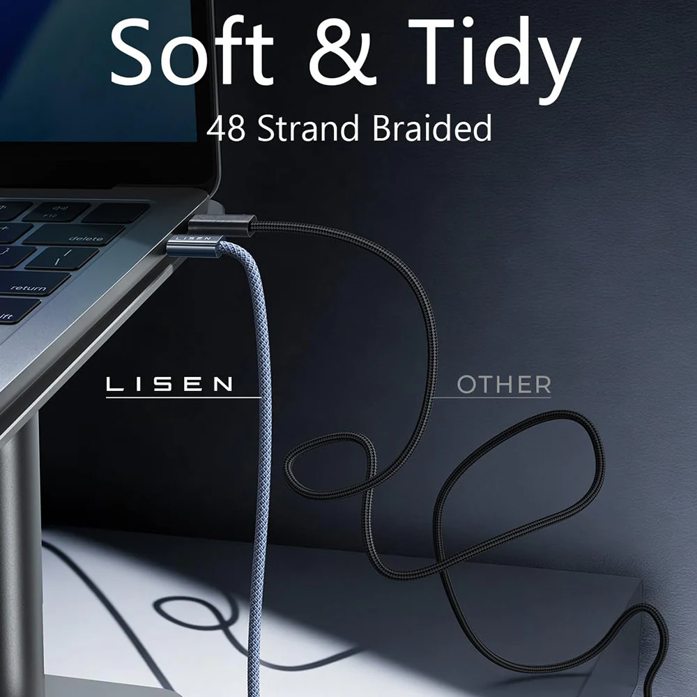 USB-C Data and Charging Cable - USB-C Lisen, 240W, 2m, Set of 2 pieces, Navy Blue YL0123070023 - Image 7