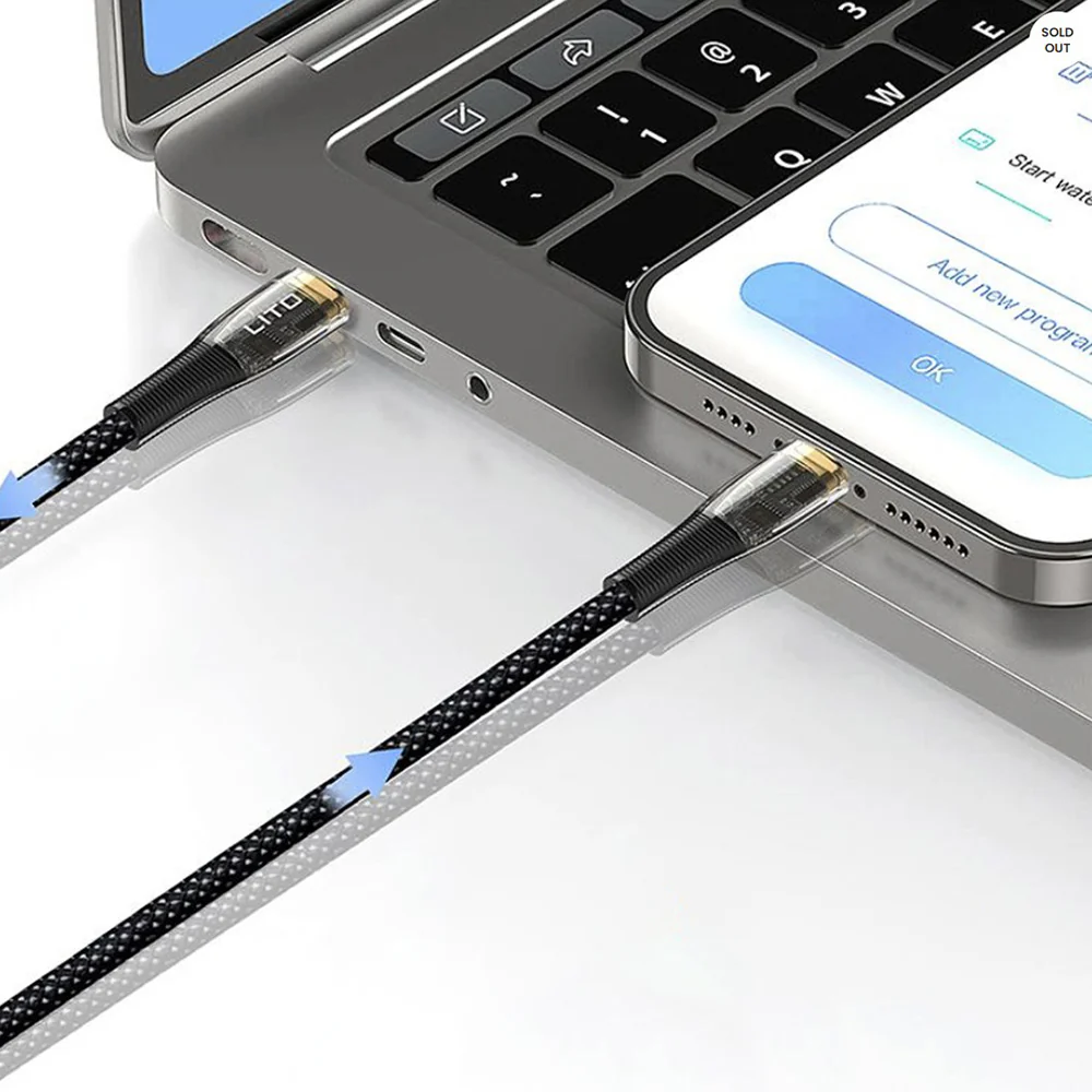 USB-C Data and Charging Cable - USB-C Lito LD01, 60W, 1.2m, Black - Image 2