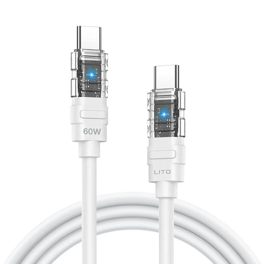 USB-C Data and Charging Cable - USB-C Lito LD05, 60W, 1m, White