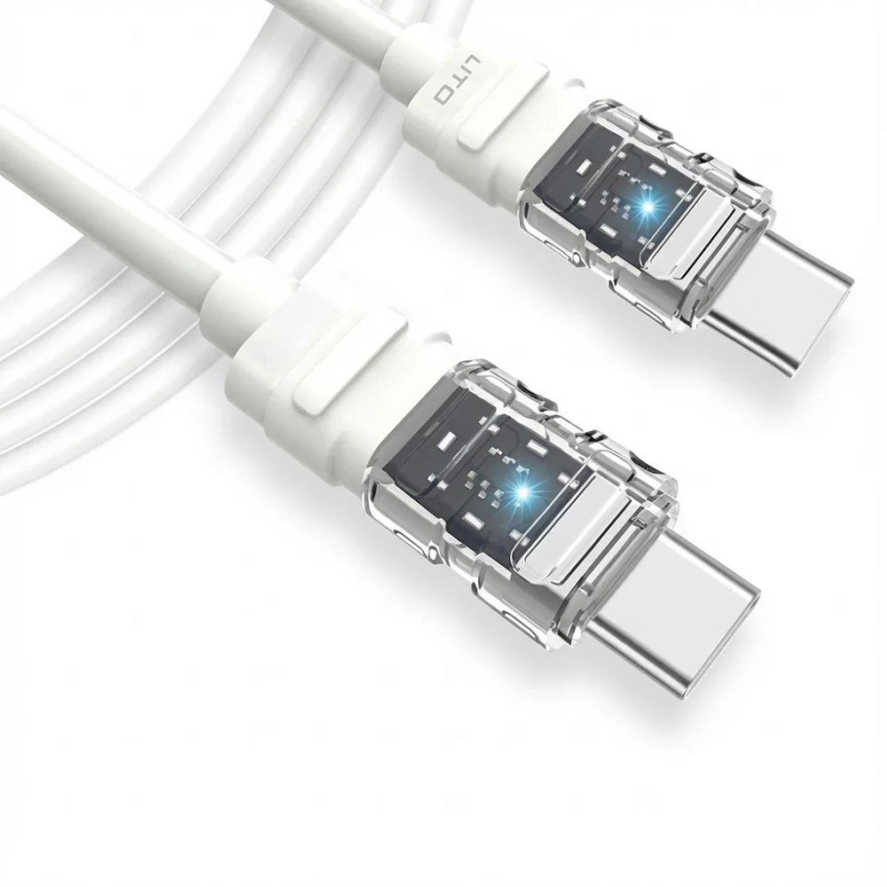 USB-C Data and Charging Cable - USB-C Lito LD05, 60W, 1m, White - Image 3