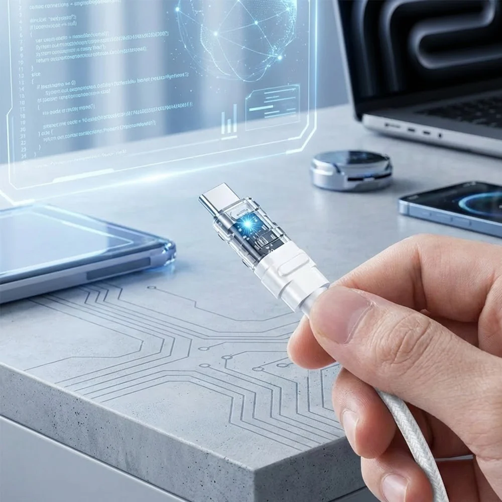 USB-C Data and Charging Cable - USB-C Lito LD05, 60W, 1m, White - Image 4