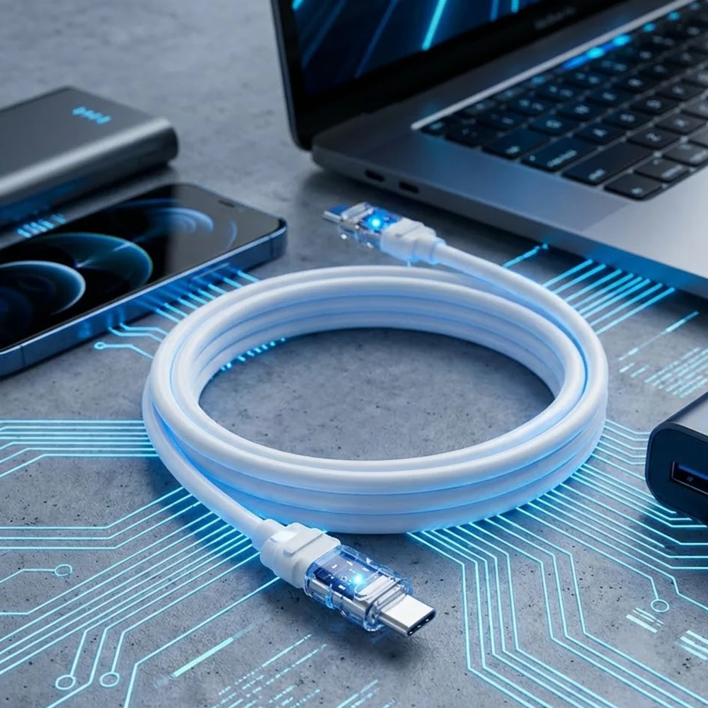 USB-C Data and Charging Cable - USB-C Lito LD05, 60W, 1m, White - Image 6