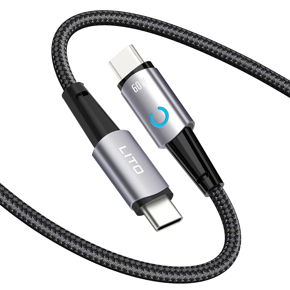 USB-C Data and Charging Cable - USB-C Lito LD10CC, 60W, 1m, Black - Image 2