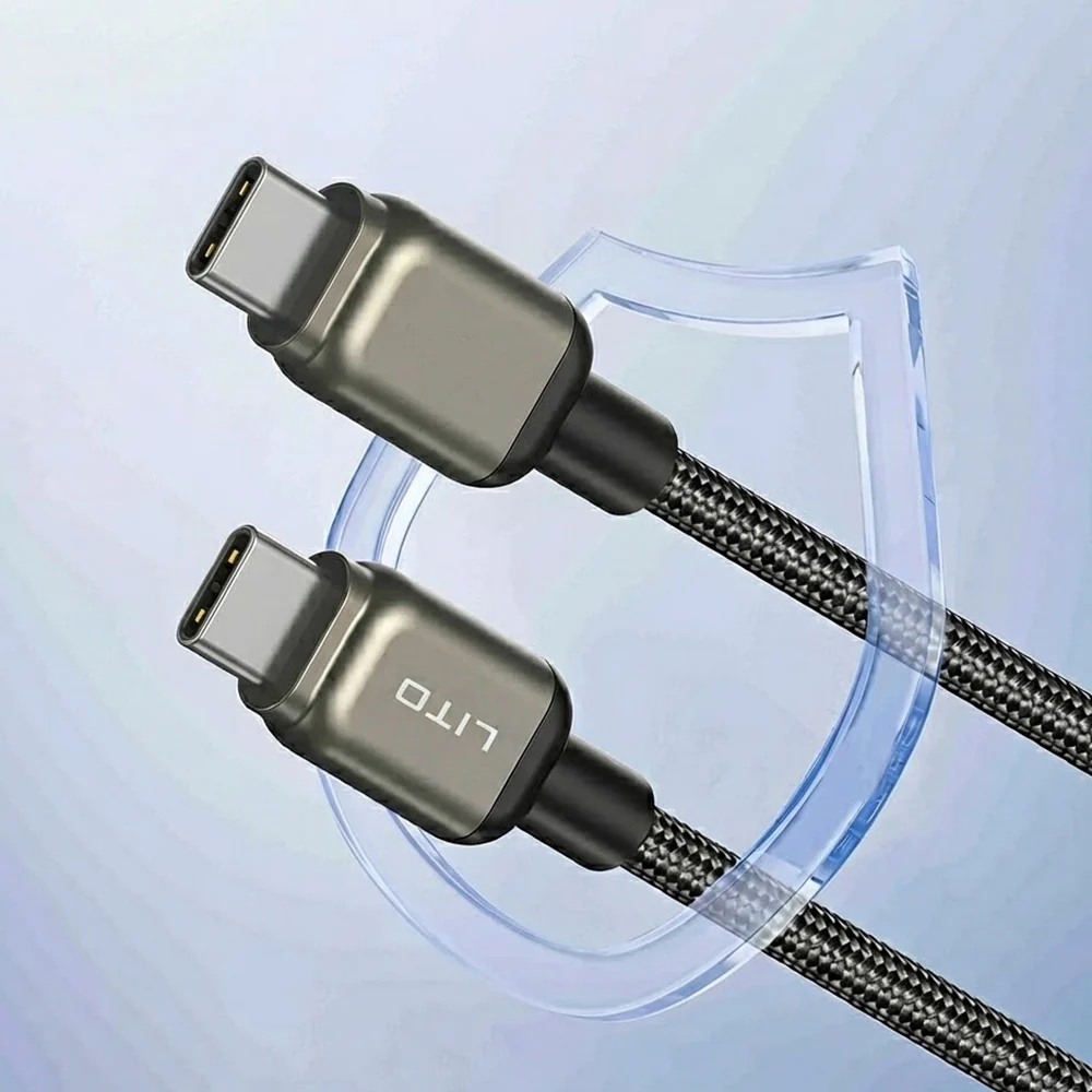 USB-C Data and Charging Cable - USB-C Lito LD17, 100W, 1m, Black - Image 3