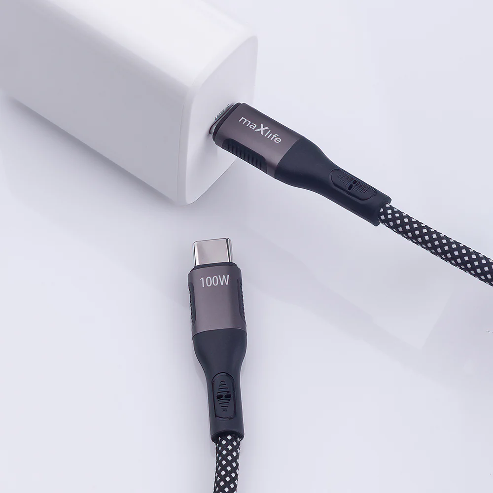 USB-C Data and Charging Cable - USB-C MaXlife MXUC-11 Magnetic, 100W, 1m, Black - Image 2