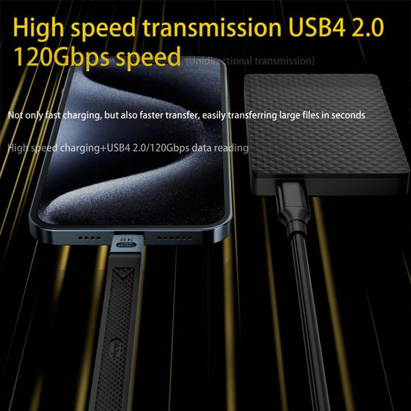 USB-C Data and Charging Cable - USB-C OEM 8K Video, 240W, 0.13m, Black - Image 3