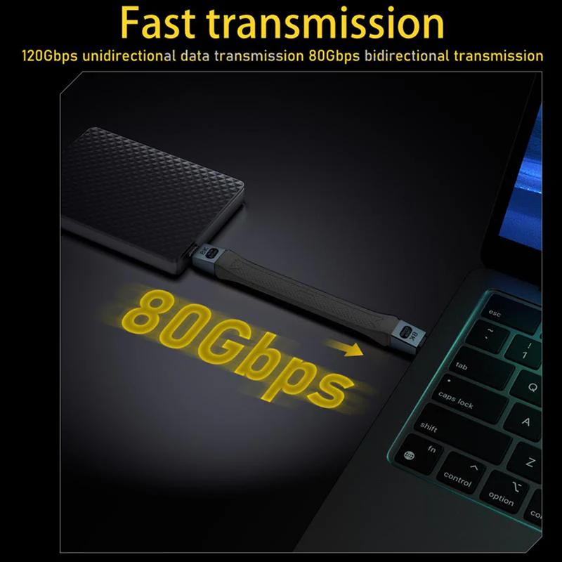 USB-C Data and Charging Cable - USB-C OEM 8K Video, 240W, 0.13m, Black - Image 4