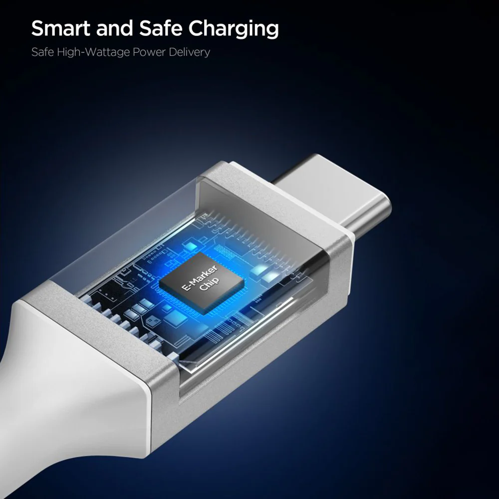 USB-C Data and Charging Cable - USB-C Spigen EB10010CC, 100W, 1m, White ACA08774 - Image 3