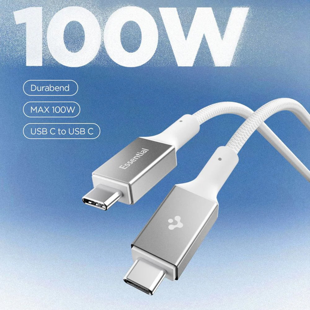 USB-C Data and Charging Cable - USB-C Spigen EB10010CC, 100W, 1m, White ACA08774 - Image 6