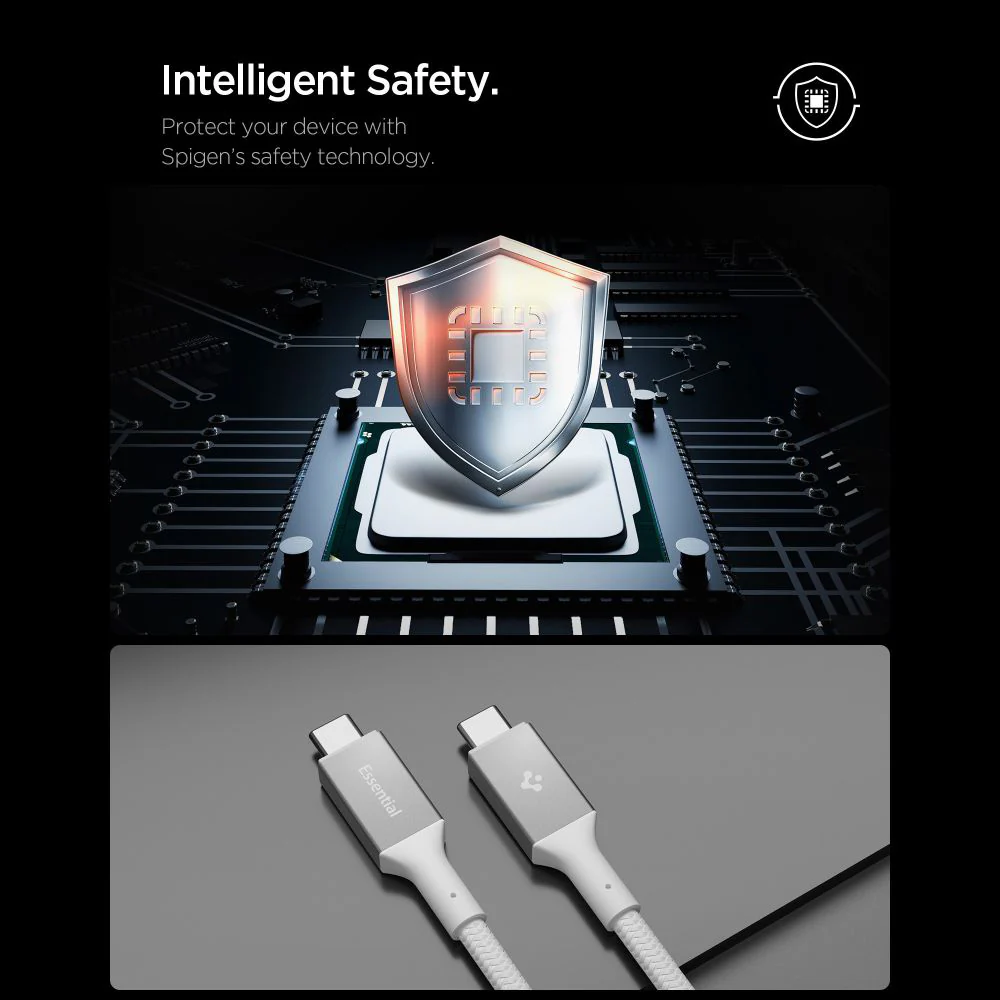 USB-C Data and Charging Cable - USB-C Spigen EB10015CC, 100W, 1.5m, White ACA10420 - Image 4