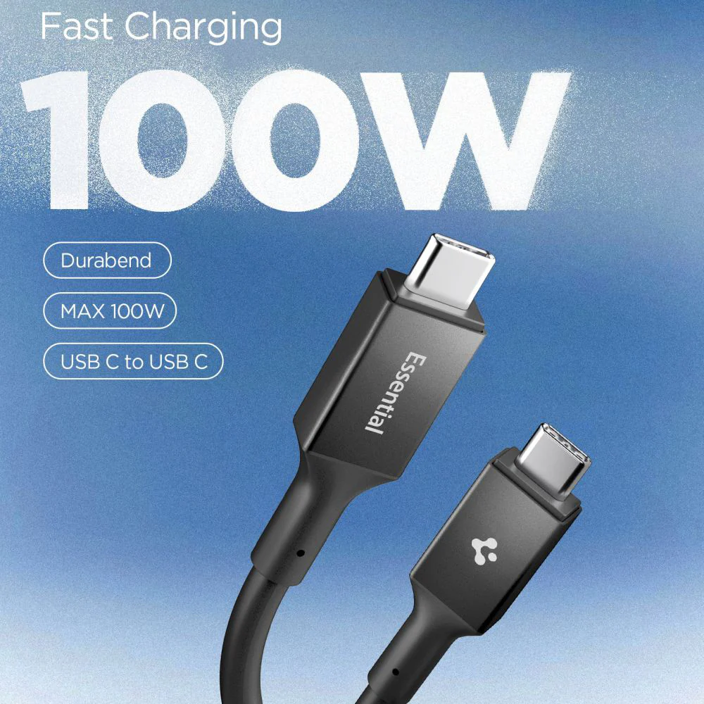 USB-C Data and Charging Cable - USB-C Spigen EB10020CC, 100W, 2m, Black ACA09460 - Image 5