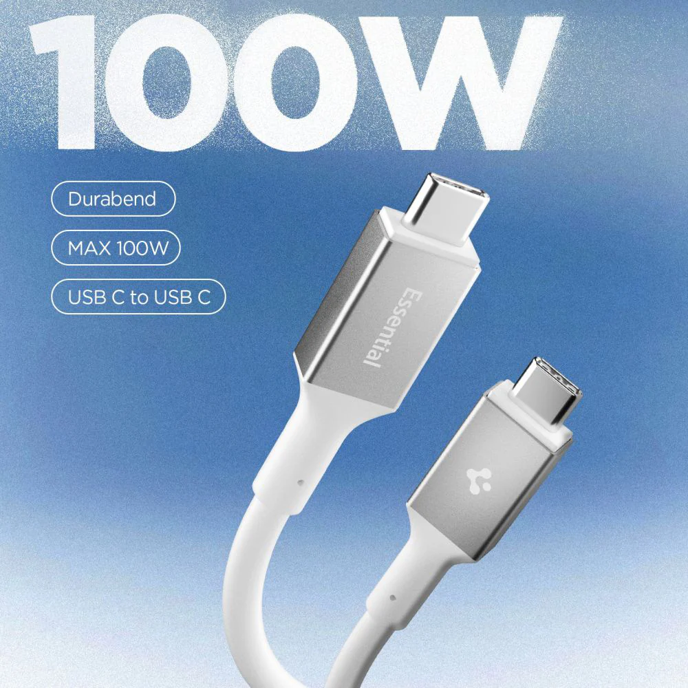 USB-C Data and Charging Cable - USB-C Spigen EB10020CC, 100W, 2m, White ACA08775 - Image 6