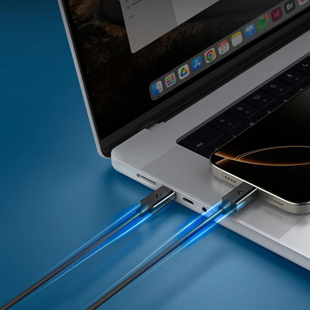 USB-C Data and Charging Cable - USB-C Spigen Essential, 60W, 1m, Black ACA08718 - Image 5