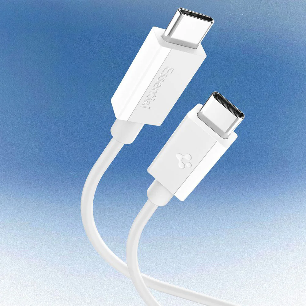 USB-C Data and Charging Cable - USB-C Spigen Essential, 60W, 2m, White ACA08719 - Image 3