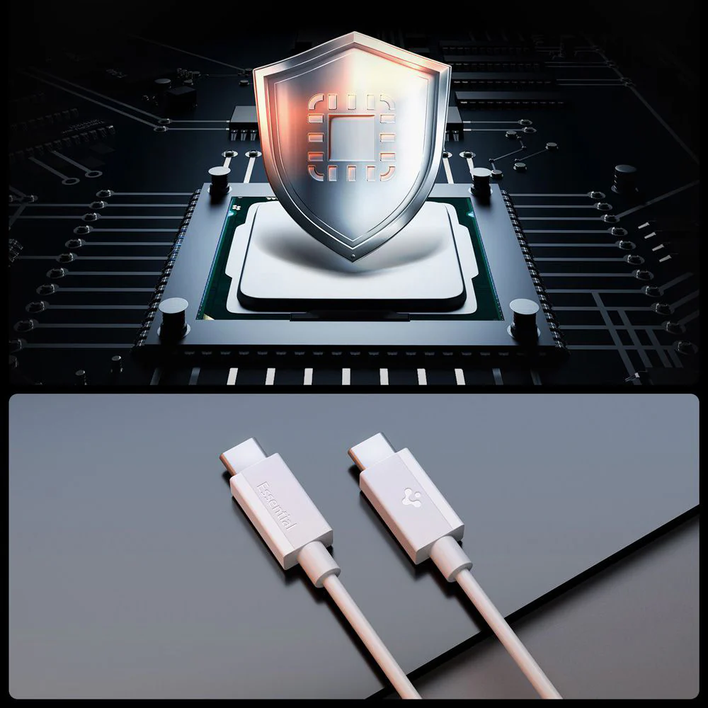 USB-C Data and Charging Cable - USB-C Spigen Essential, 60W, 2m, White ACA08719 - Image 4