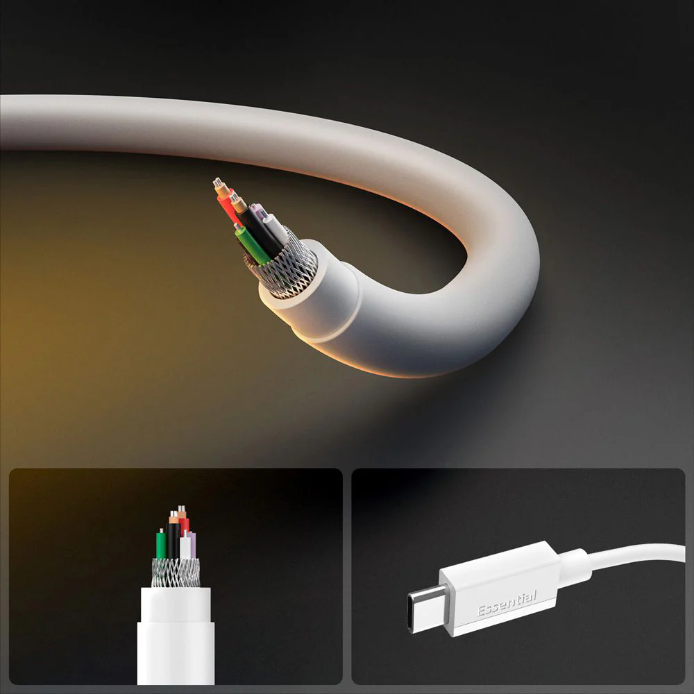 USB-C Data and Charging Cable - USB-C Spigen Essential, 60W, 2m, White ACA08719 - Image 6